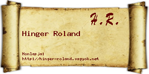 Hinger Roland névjegykártya